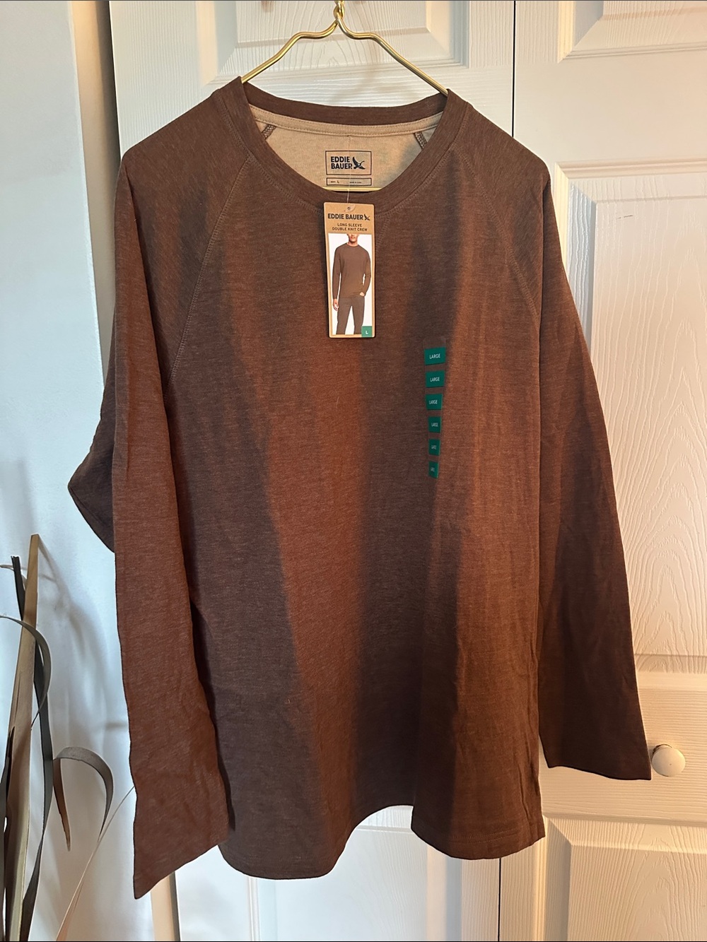 Eddie Bauer Men's Long-Sleeve Crewneck Shirt - Rust Brown